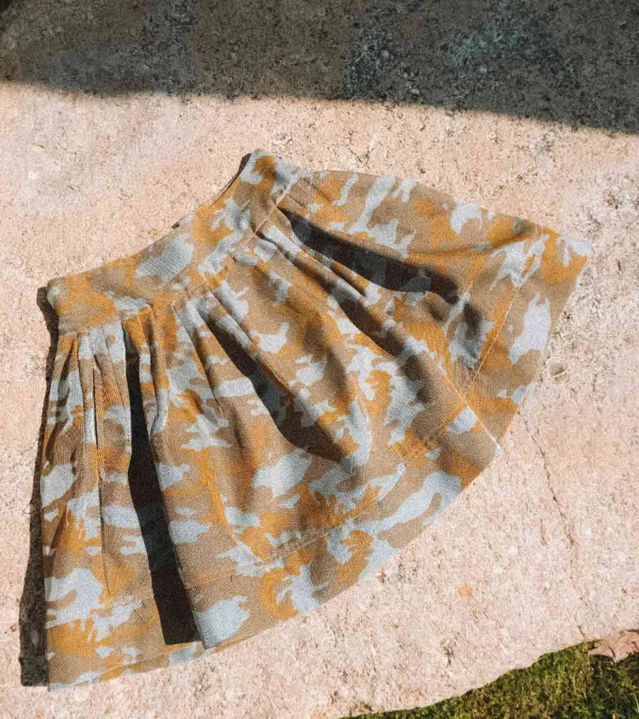 ATELIER EXCLUSIVE Mini Doll Skirt in Camel Camo - Collectible Fashion Doll Clothing