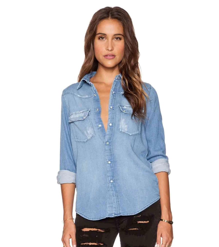 ACQUAVERDE Clyde Denim Button Up Shirt - Premium Atelier Talia Sol Collection