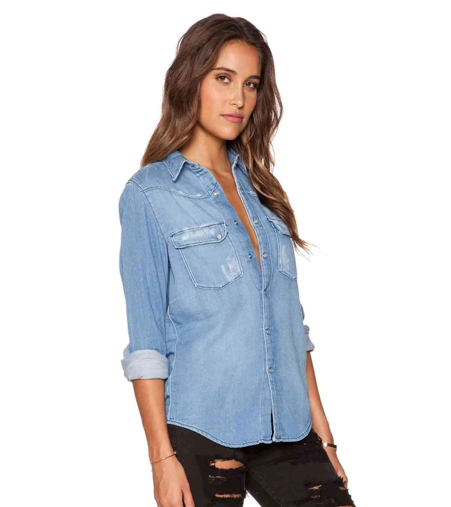 ACQUAVERDE Clyde Denim Button Up Shirt - Premium Atelier Talia Sol Collection