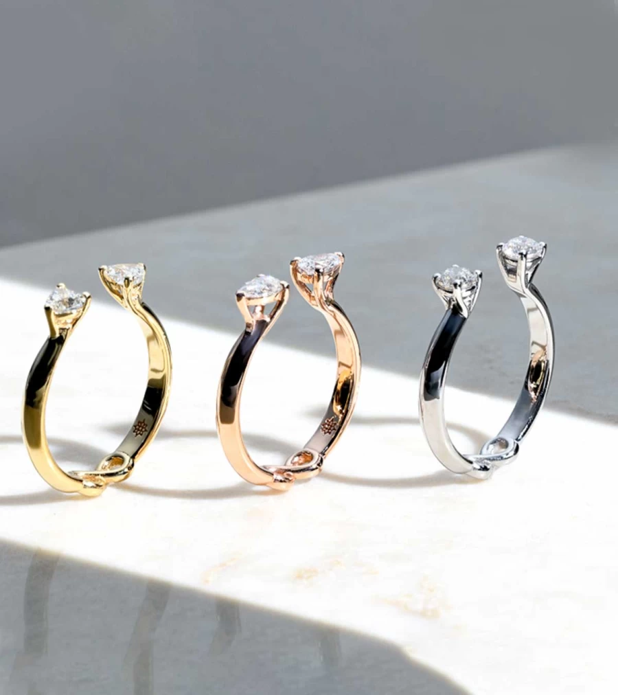 DANA ARISH Iris Drops Diamond Ring in Rose Gold by Atelier Talia Sol - Elegant Floral Jewelry