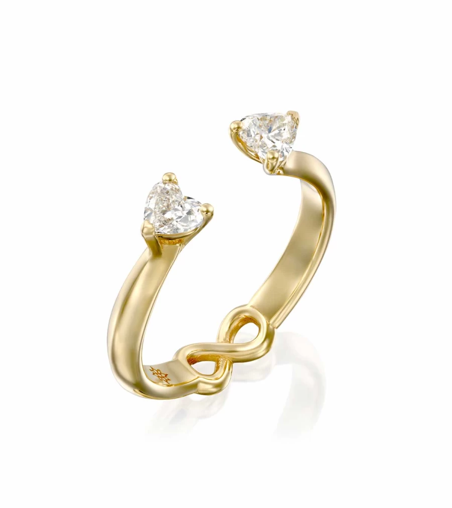 DANA ARISH Iris Hearts Diamond Ring in Yellow Gold - Atelier Talia Sol Collection