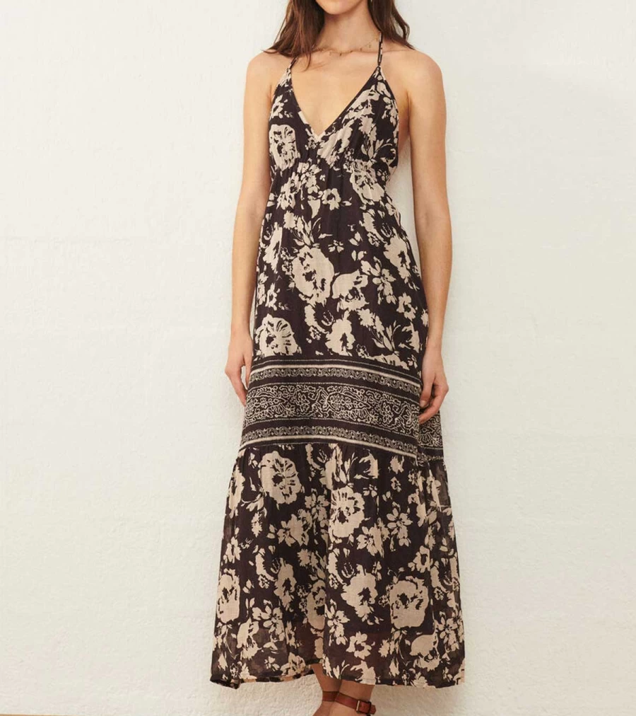 BA&SH Downtown Floral Print Maxi Dress - Women's Bohemian Summer Long Dress