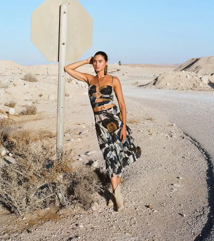 DESERT QUEEN Cleo Violet Skirt - Women's Bohemian Maxi Skirt with Floral Print