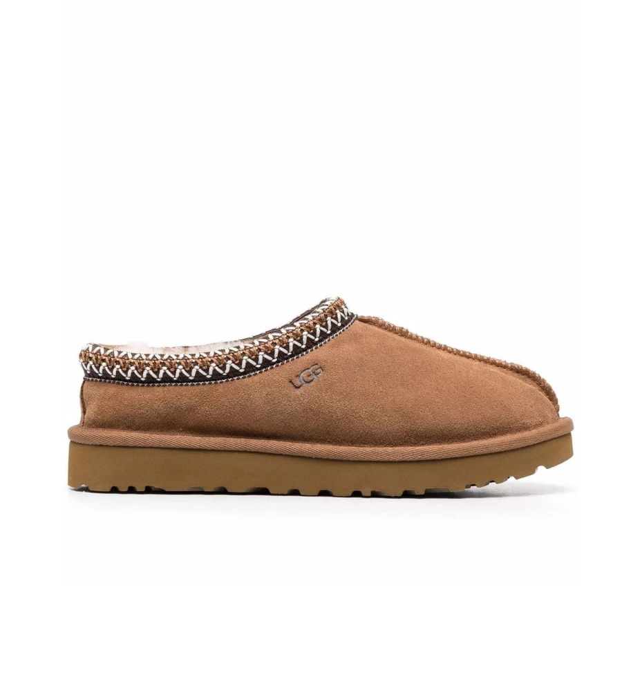UGG Tasman Suede Slippers for Women - Brown Genuine Sheepskin Indoor/Outdoor Slides - Atelier Talia Sol