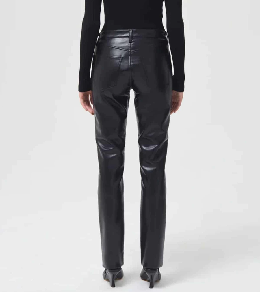 AGOLDE Lyle Recycled Leather Low Rise Slim Jeans in Detox Wash - Sustainable Denim