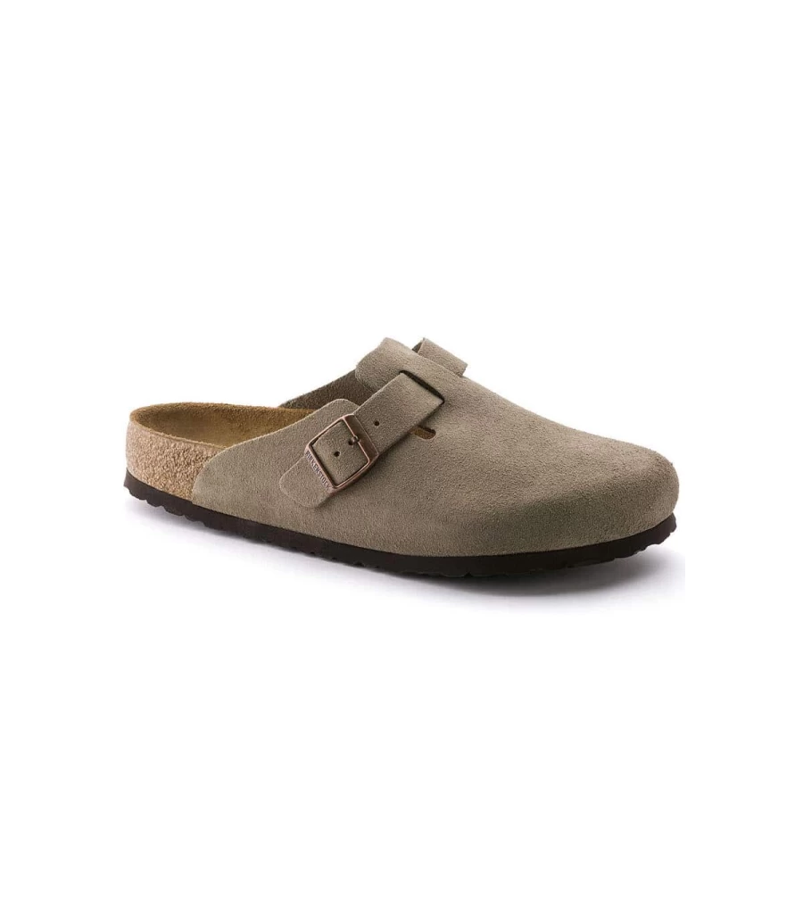 BIRKENSTOCK Boston Soft Footbed Suede Clogs Taupe | Atelier Talia Sol Unisex Comfort Shoes