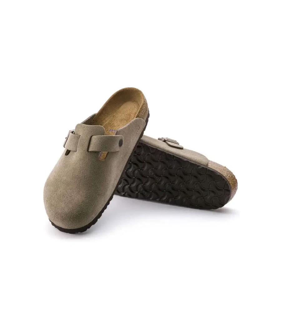 BIRKENSTOCK Boston Soft Footbed Suede Clogs Taupe | Atelier Talia Sol Unisex Comfort Shoes