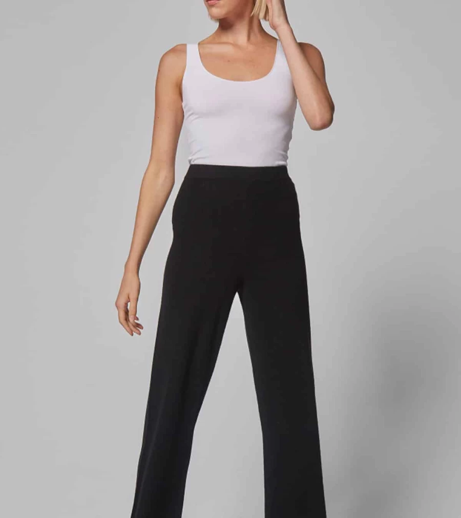 MAJESTIC FILATURES Men's Premium Black Cashmere Trousers - Luxury Soft Comfort Pants