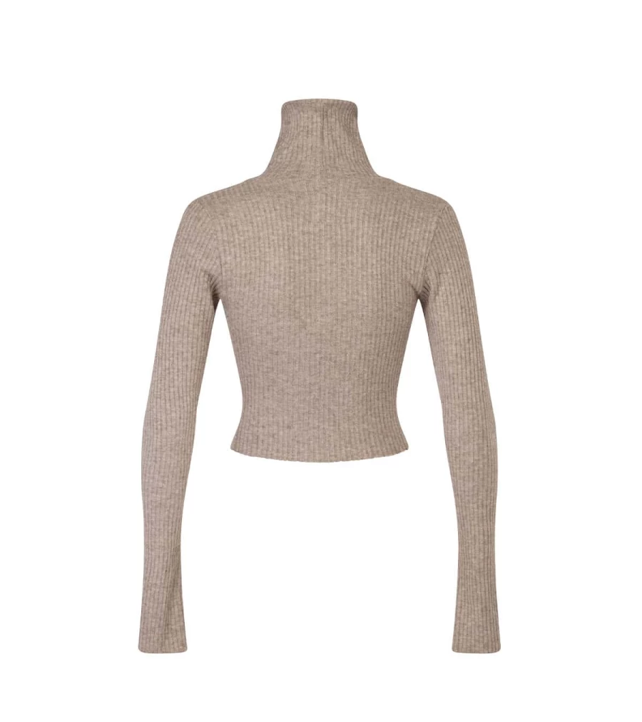 ATELIER EXCLUSIVE Women's Beige Golf Rib Top - Stylish Polo Shirt by ATELIER TALIA SOL