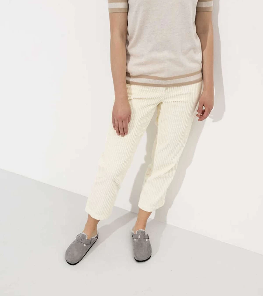 BIRKENSTOCK Boston Shearling Clogs Stone Color Atelier Talia Sol Soft Footbed Sandals