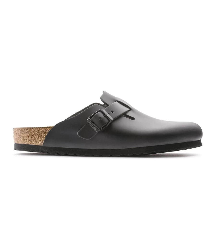 BIRKENSTOCK Classic Boston Clogs for Men & Women - Comfortable Black Suede Leather Slip-On Shoes with Cork Footbed
