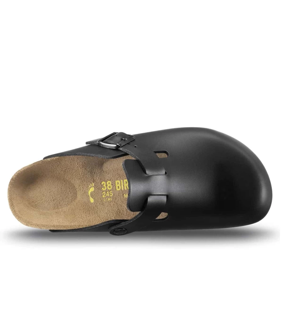 BIRKENSTOCK Classic Boston Clogs for Men & Women - Comfortable Black Suede Leather Slip-On Shoes with Cork Footbed