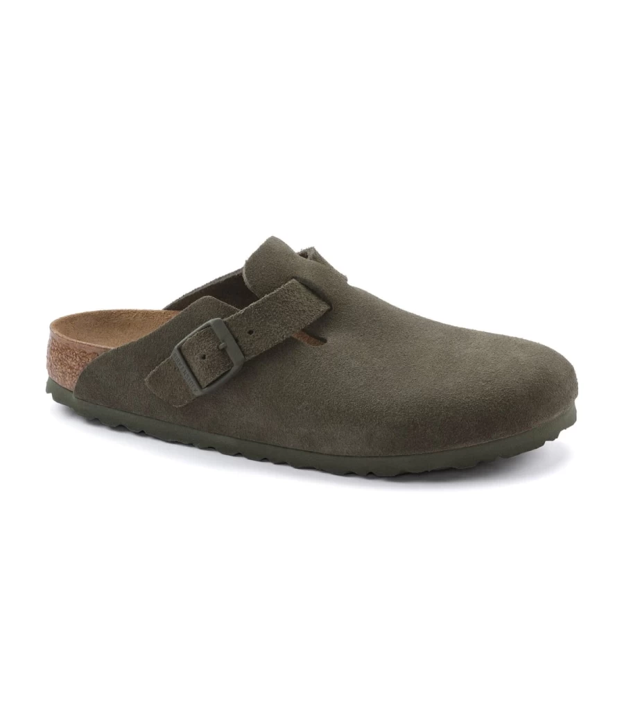 BIRKENSTOCK Boston Soft Footbed Clogs in Thyme Suede - Unisex Comfort Slip-On by Atelier Talia Sol
