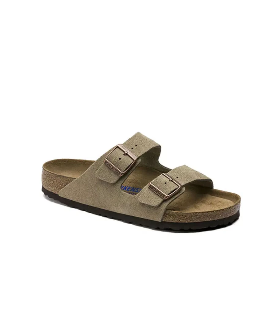BIRKENSTOCK Arizona Soft Footbed Sandals in Taupe Suede - Comfortable Cork Footbed - Unisex Slide Sandals