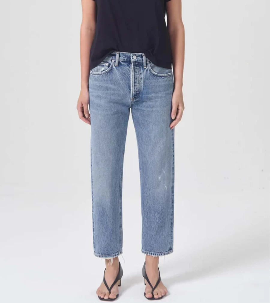 AGOLDE Parker Jean Facade High-Rise Straight-Leg Denim Jeans for Women