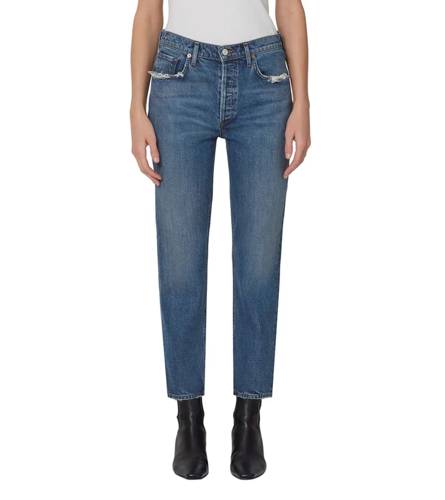 AGOLDE Riley Crop Pose High-Rise Straight-Leg Jeans for Women