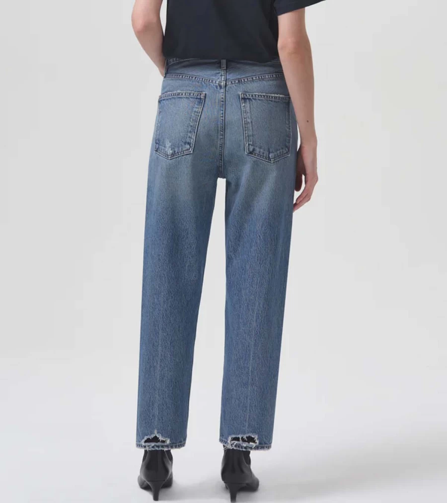 AGOLDE 90's Straight Leg Cropped Jeans with Hook Closure Mid Rise Denim Pants