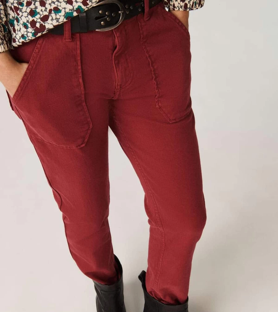 BA&SH Women's Red Csally High-Rise Slim Fit Jeans - Classic Stretch Denim Pants