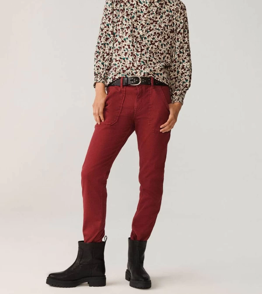 BA&SH Women's Red Csally High-Rise Slim Fit Jeans - Classic Stretch Denim Pants
