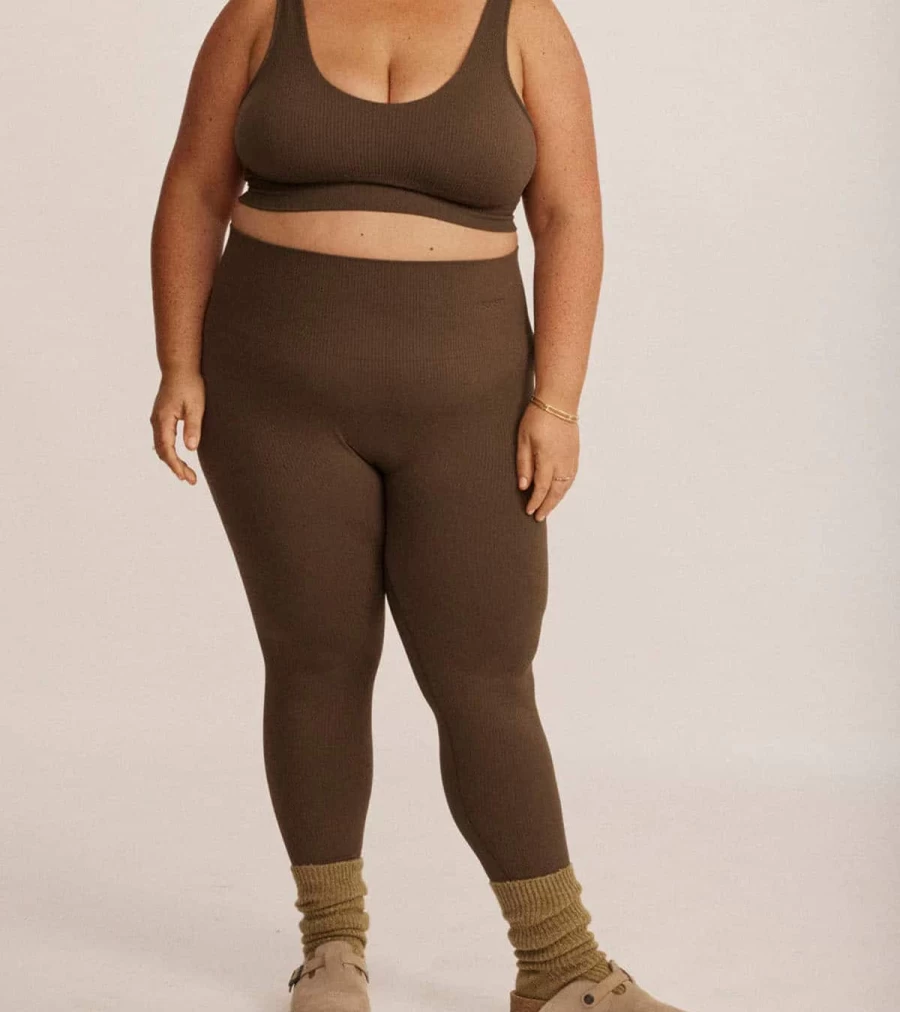 SAISEI Ribbed 7/8 Leggings in Moss Green - High Waist Yoga Pants by Atelier Talia Sol