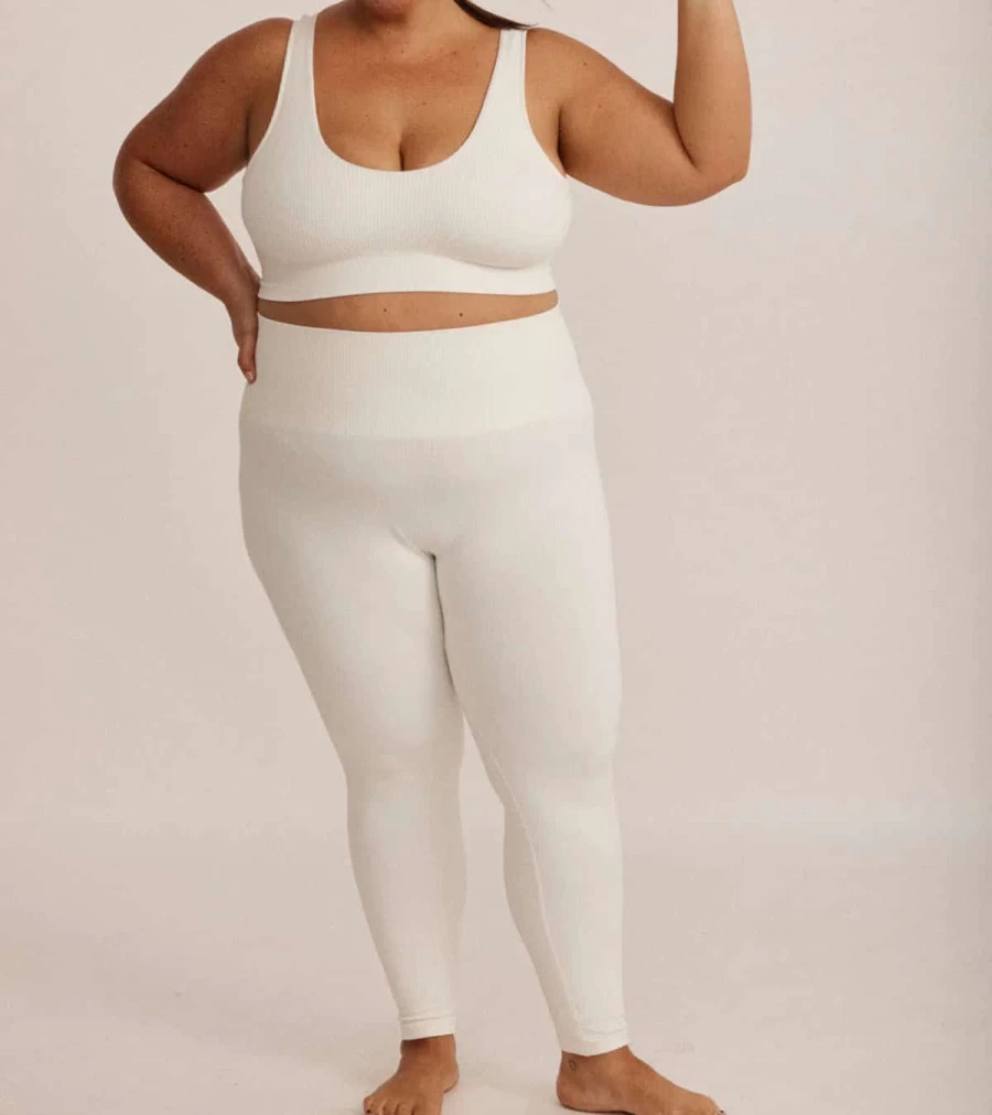 SAISEI Ribbed 7/8 Leggings - High Waist Stretch Workout Pants - Atelier Talia Sol Raw 1398
