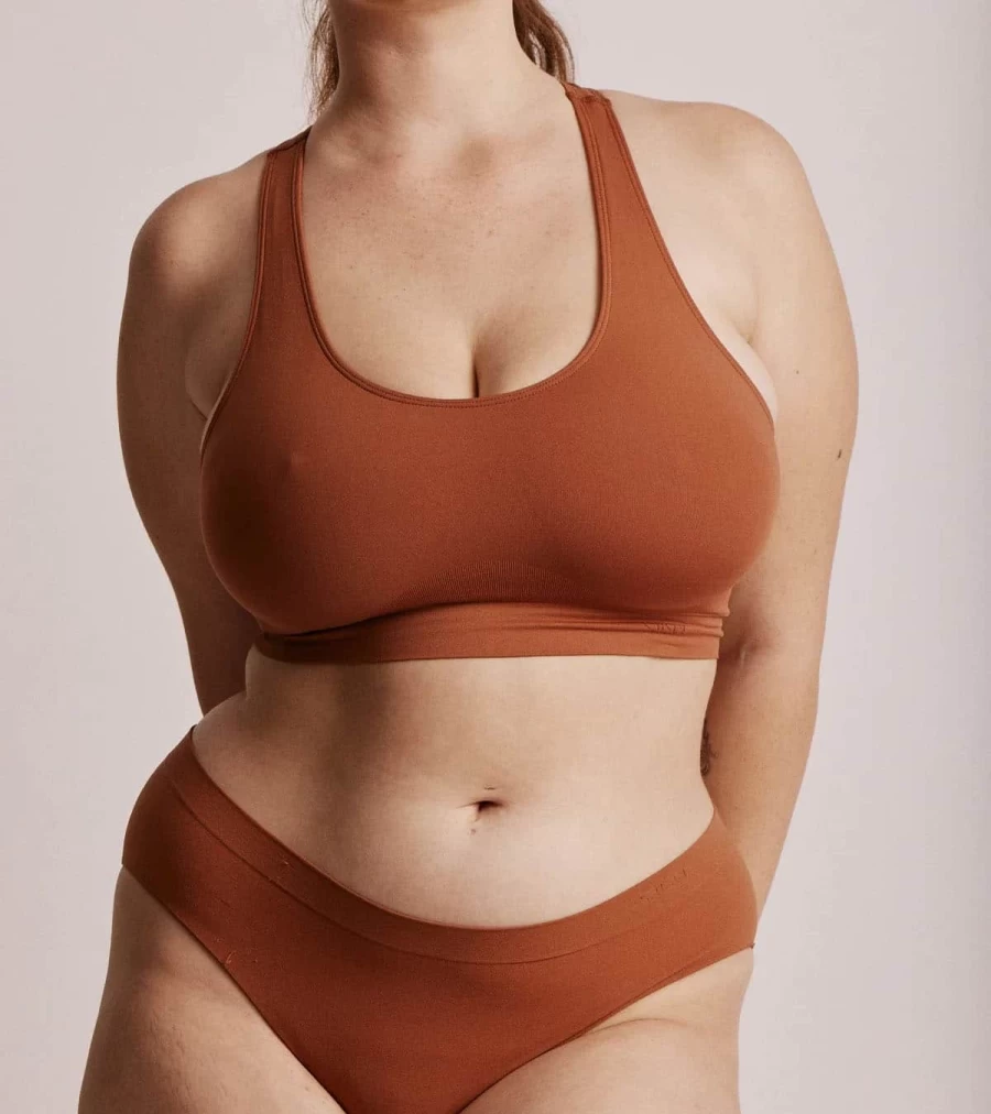 SAISEI Ultra Fine Mid-Rise Bikini 1402 in Cinnamon by Atelier Talia Sol | High-Quality Swimwear