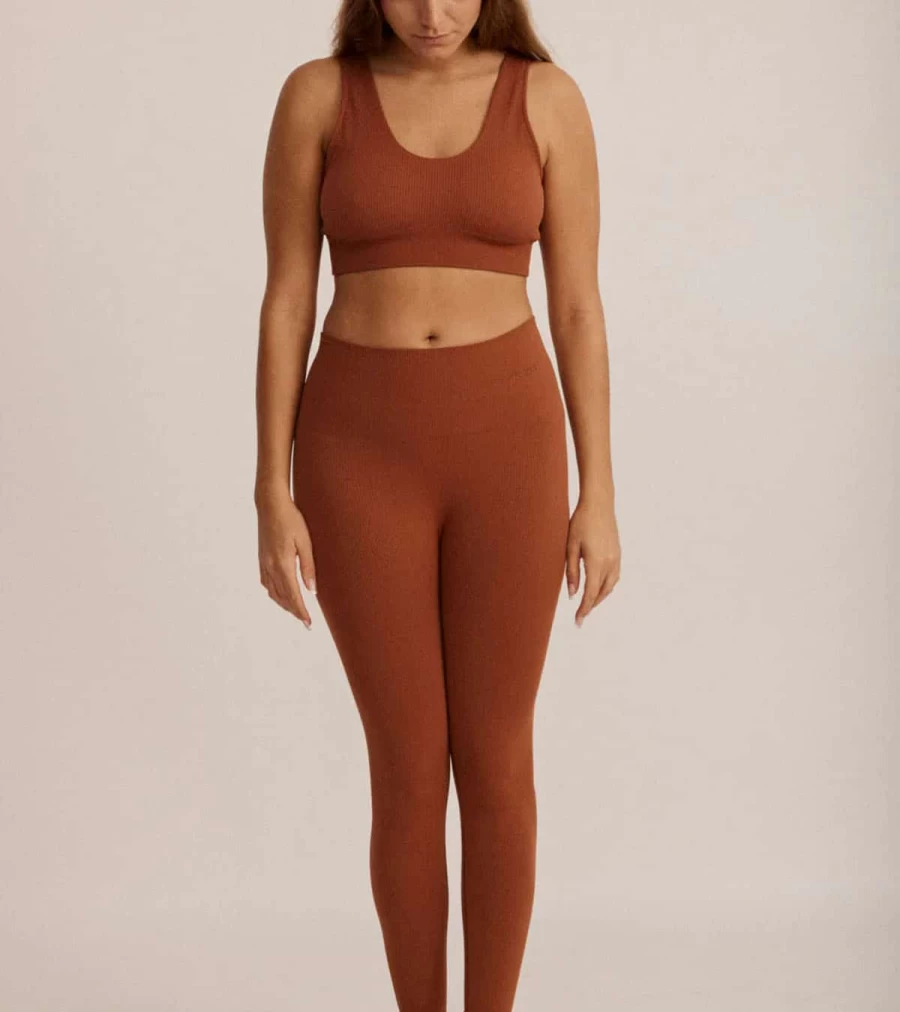 SAISEI Ribbed Open Bralette in Cinnamon | Atelier Talia Sol Lingerie