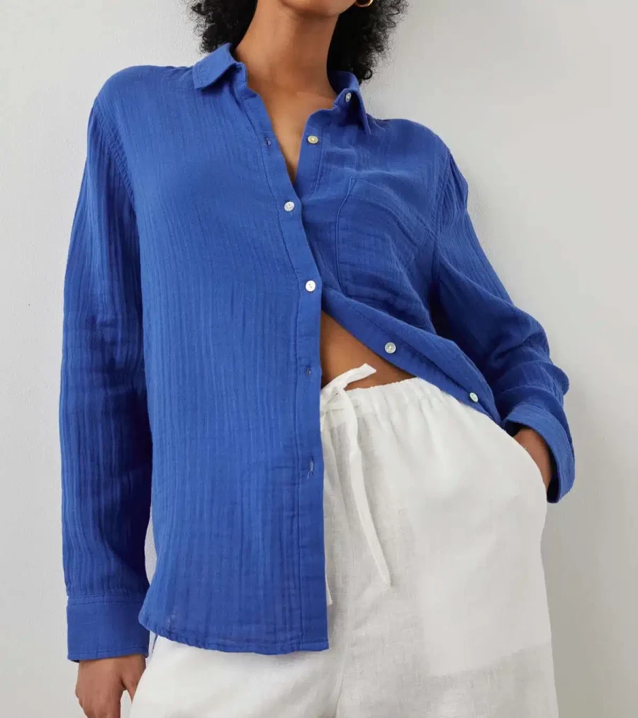 RAILS Ellis Shirt for Men - Cobalt Blue Button-Down Casual Shirt - Premium Cotton Comfort Fit