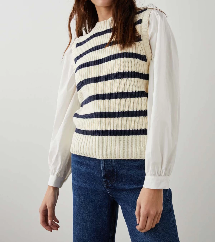 RAILS Bambi Stripe Sweater - Ivory & Navy Striped Knit Top