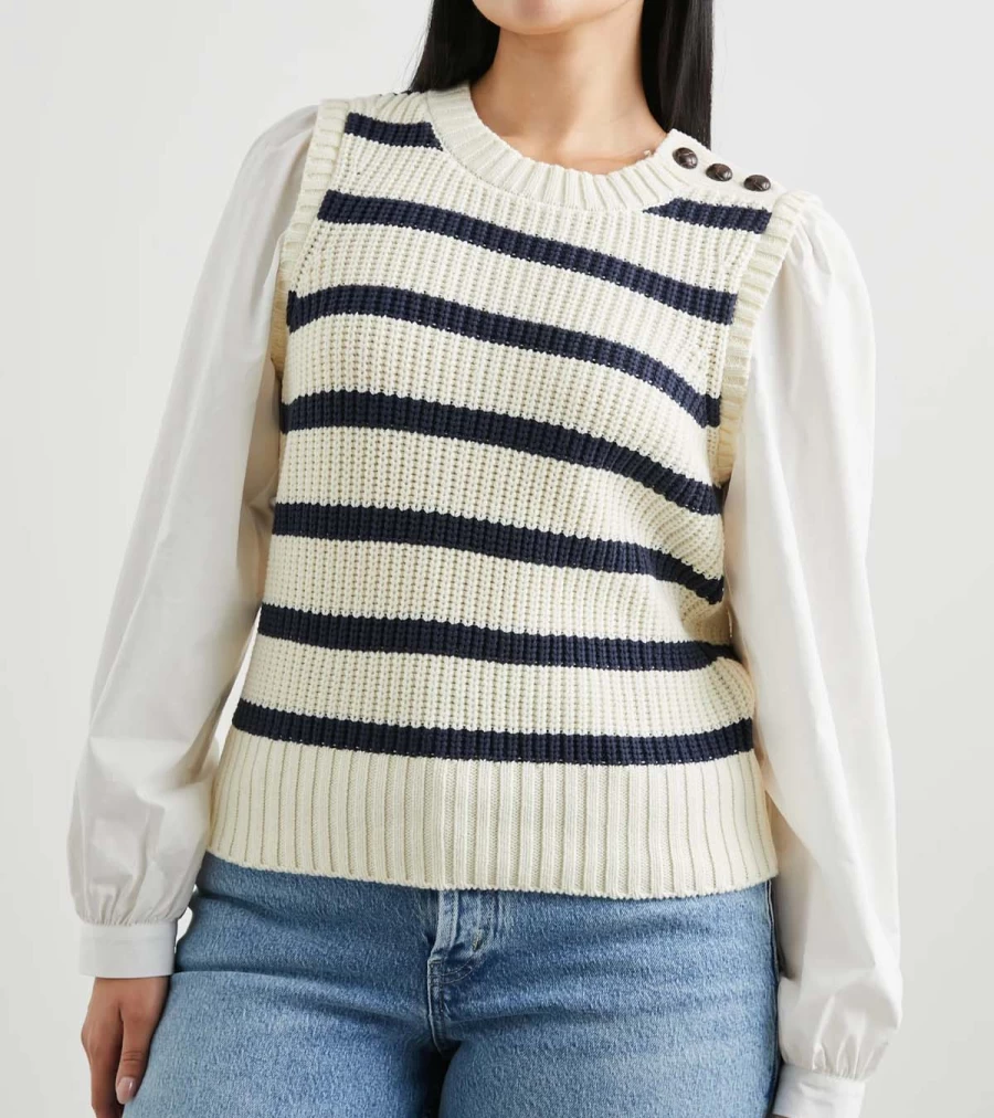 RAILS Bambi Stripe Sweater - Ivory & Navy Striped Knit Top