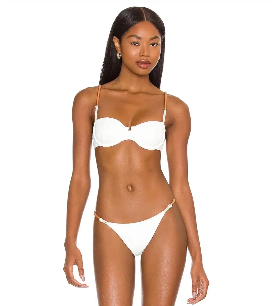VIX SWIMWEAR Firenze Elis Detailed White Bottom - Women's High-Waisted Bikini Pant