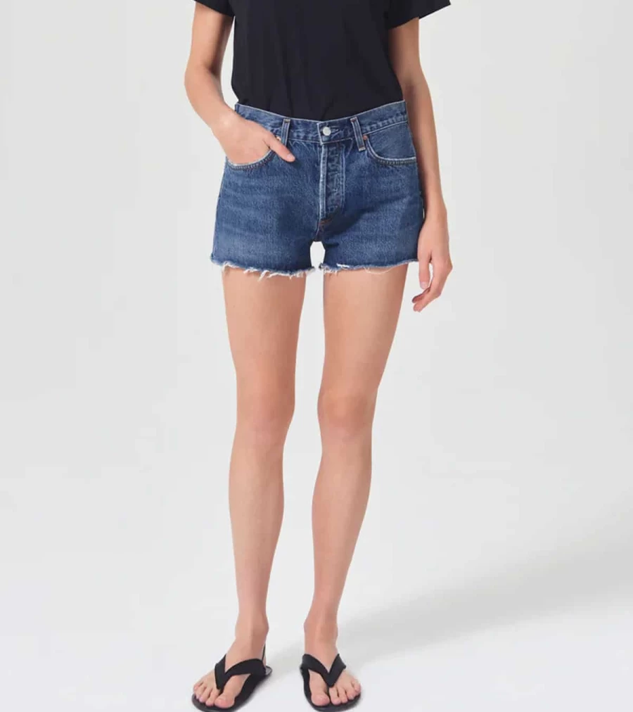 AGOLDE Parker Vintage High-Waisted Distressed Denim Shorts - Classic Cut-Off Style