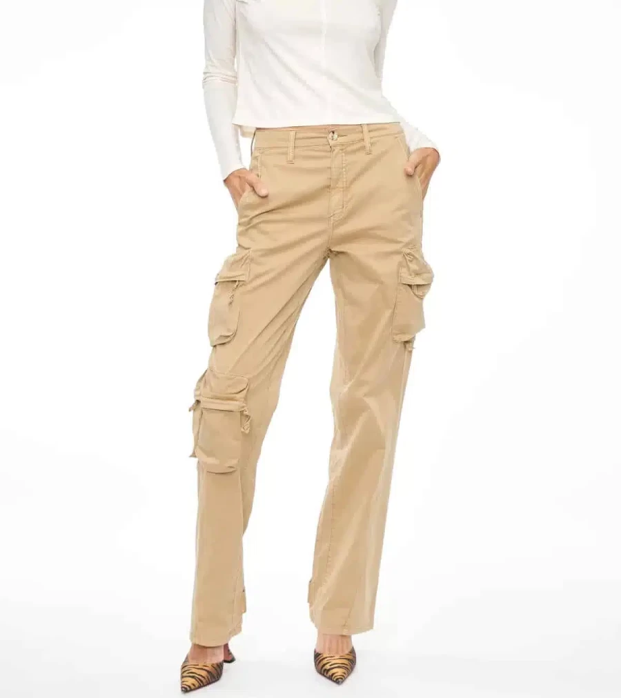 PISTOLA Bobbie Mid Rise Loose Straight Cargo Pants for Women - Coconut Color