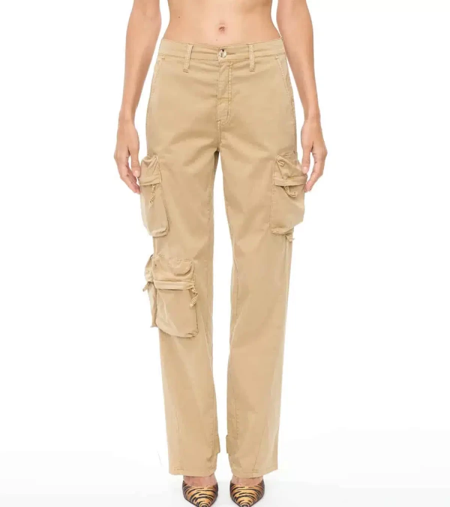 PISTOLA Bobbie Mid Rise Loose Straight Cargo Pants for Women - Coconut Color