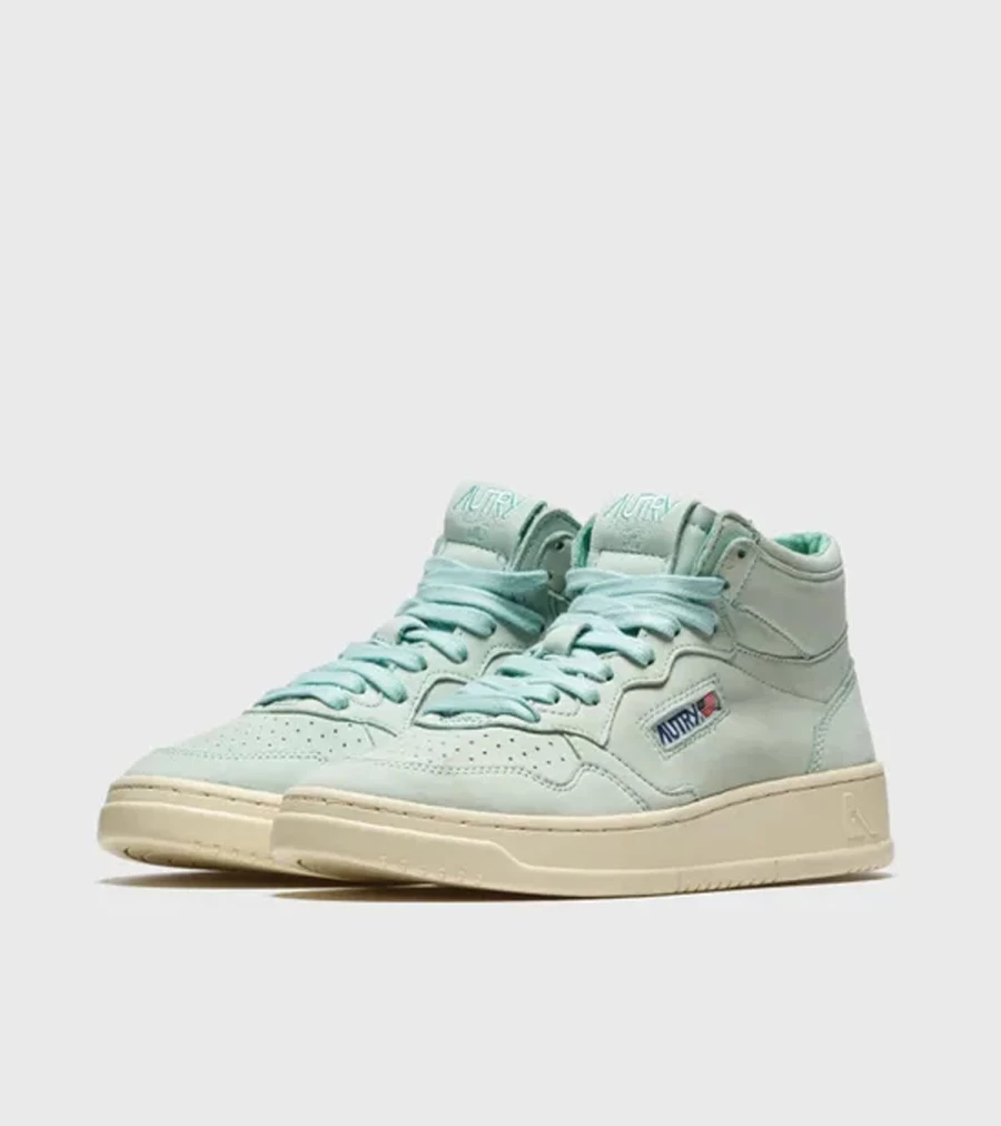 AUTRY Women's Medalist Mid Top Sneakers in Mint Green - Retro Athletic Shoes