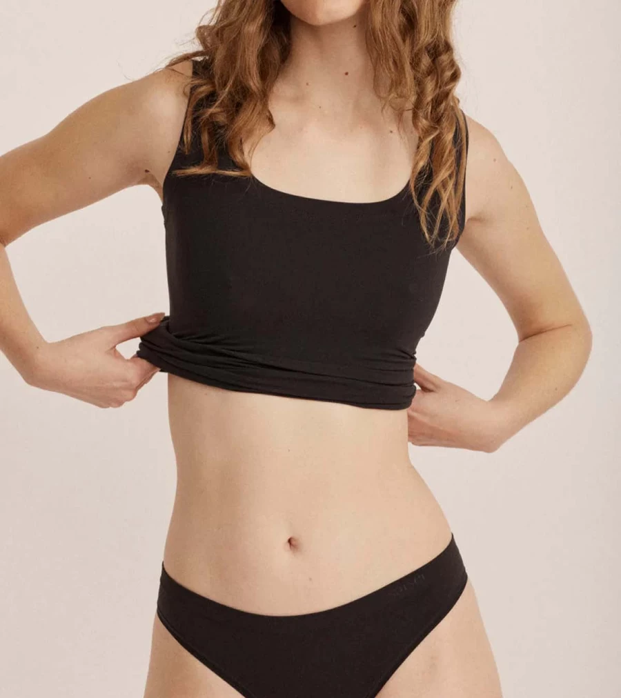 SAISEI Scooped Cami Top - Raven Black - Essential Staple by Atelier Talia Sol