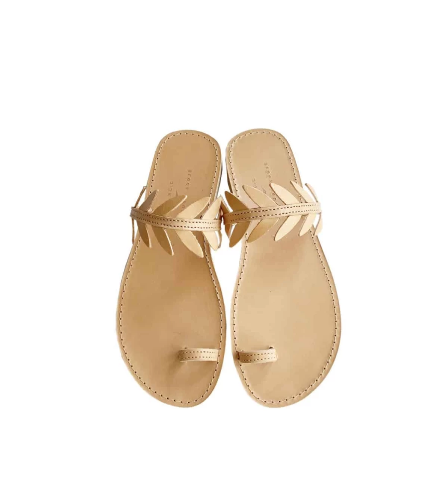 GREEK SANDALS Aya Natural Leather Sandals – Handmade Greek Style Women's Footwear