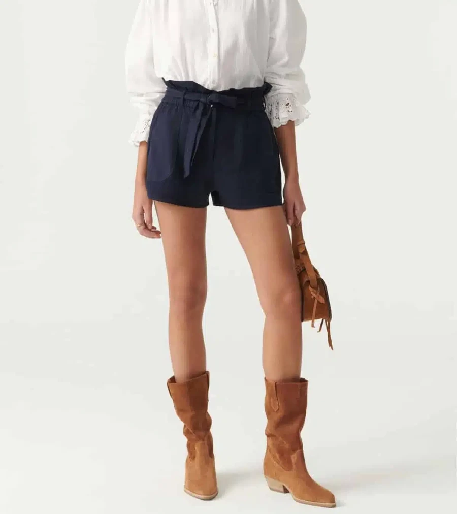 BA&SH Mustang Blue Denim Shorts by Atelier Talia Sol | Women's Fashion High-Waisted Casual Shorts