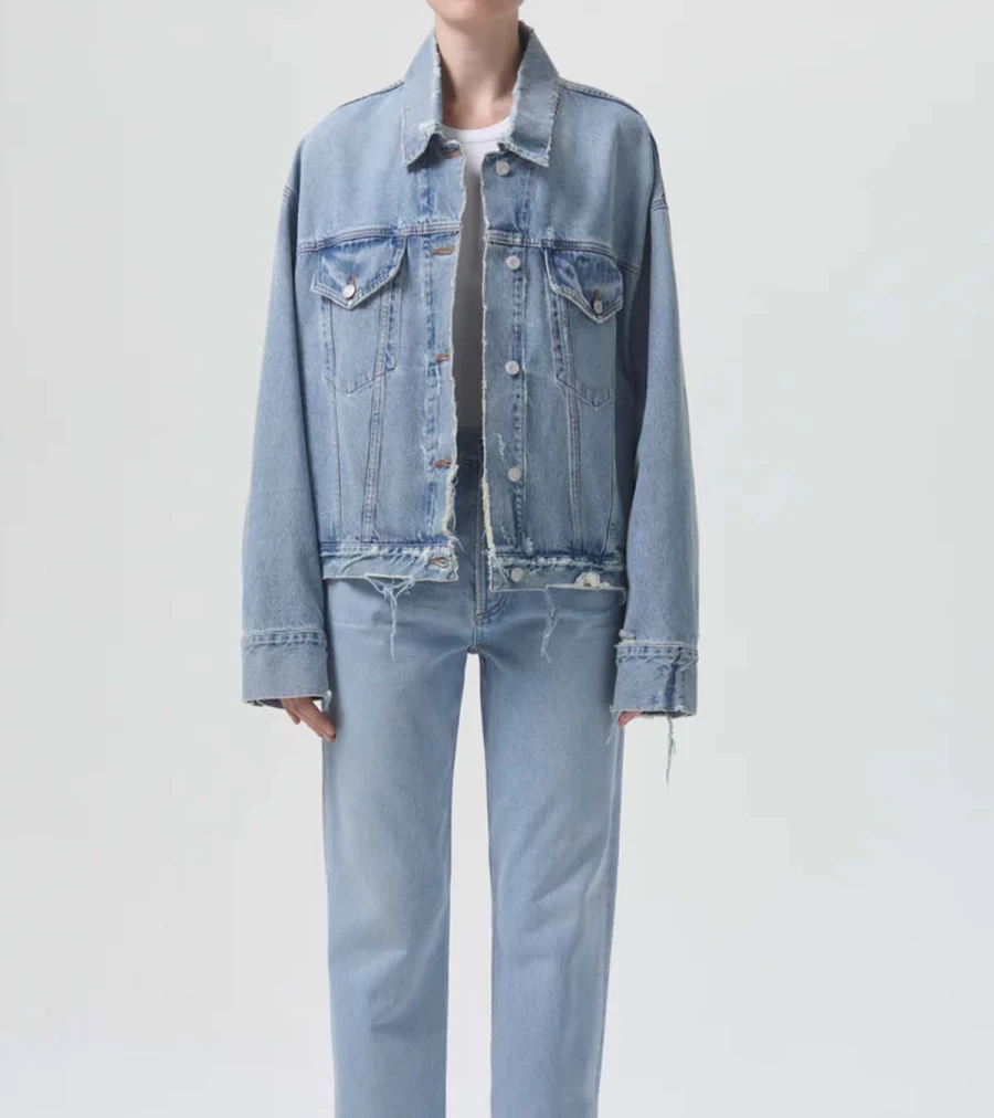 AGOLDE Martika Jacket - Distressed Denim Jacket with Frayed Details
