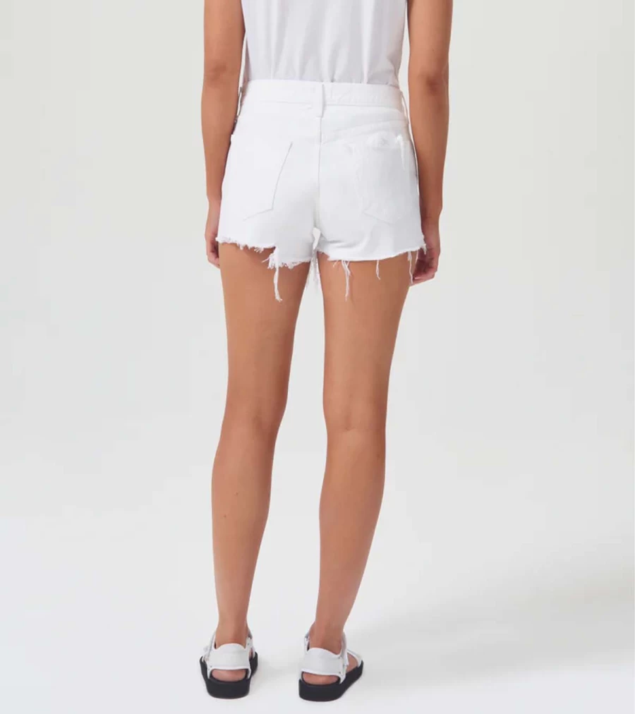 AGOLDE Parker Vintage High-Rise Cut Off Denim Shorts in Dough Wash
