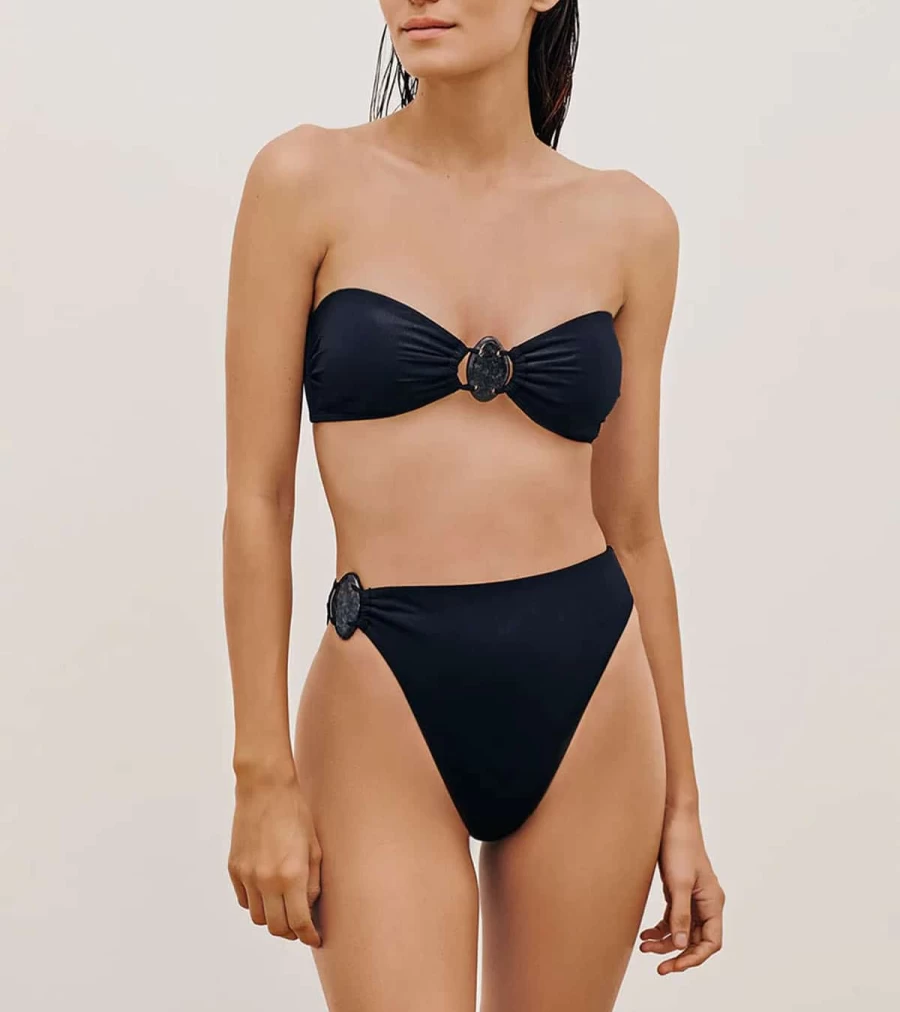 VIX SWIMWEAR Kim Hot Pant Bottom - Black Women's High-Waisted Bikini Bottoms