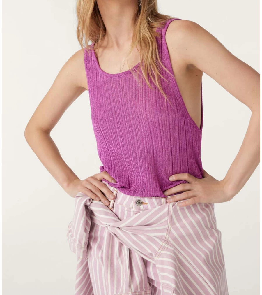 BA&SH Zak Metallic Pink Top - Women's Fashion Blouse by Atelier Talia Sol