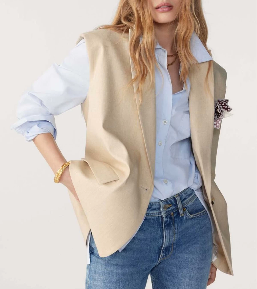 BA&SH Joan Beige Suit Jacket for Women - Elegant Blazer Coat