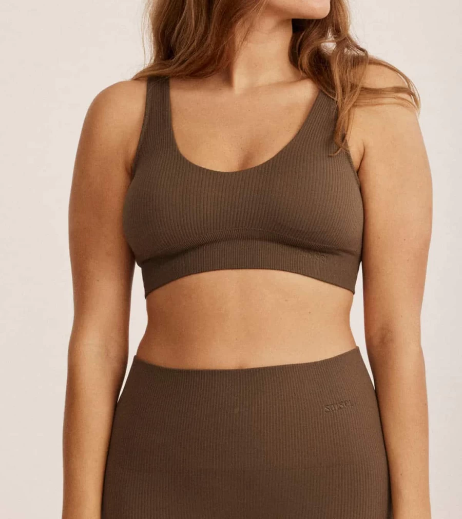 SAISEI Ribbed Open Bralette - Moss Green Lace Bralette by Atelier Talia Sol