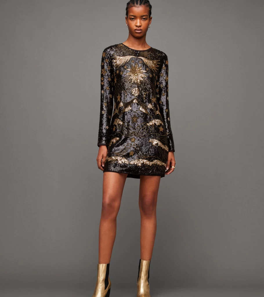 ALL SAINTS Noushka Mini Dress in Black - Women's Stylish Short Dress