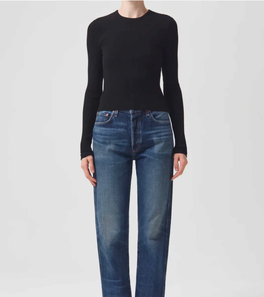 AGOLDE Alma Long Sleeve Top in Black - Women's Fashion T-Shirt