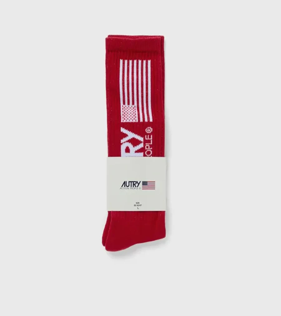 AUTRY Icon Socks - Classic Red Athletic Sneaker Socks for Men & Women