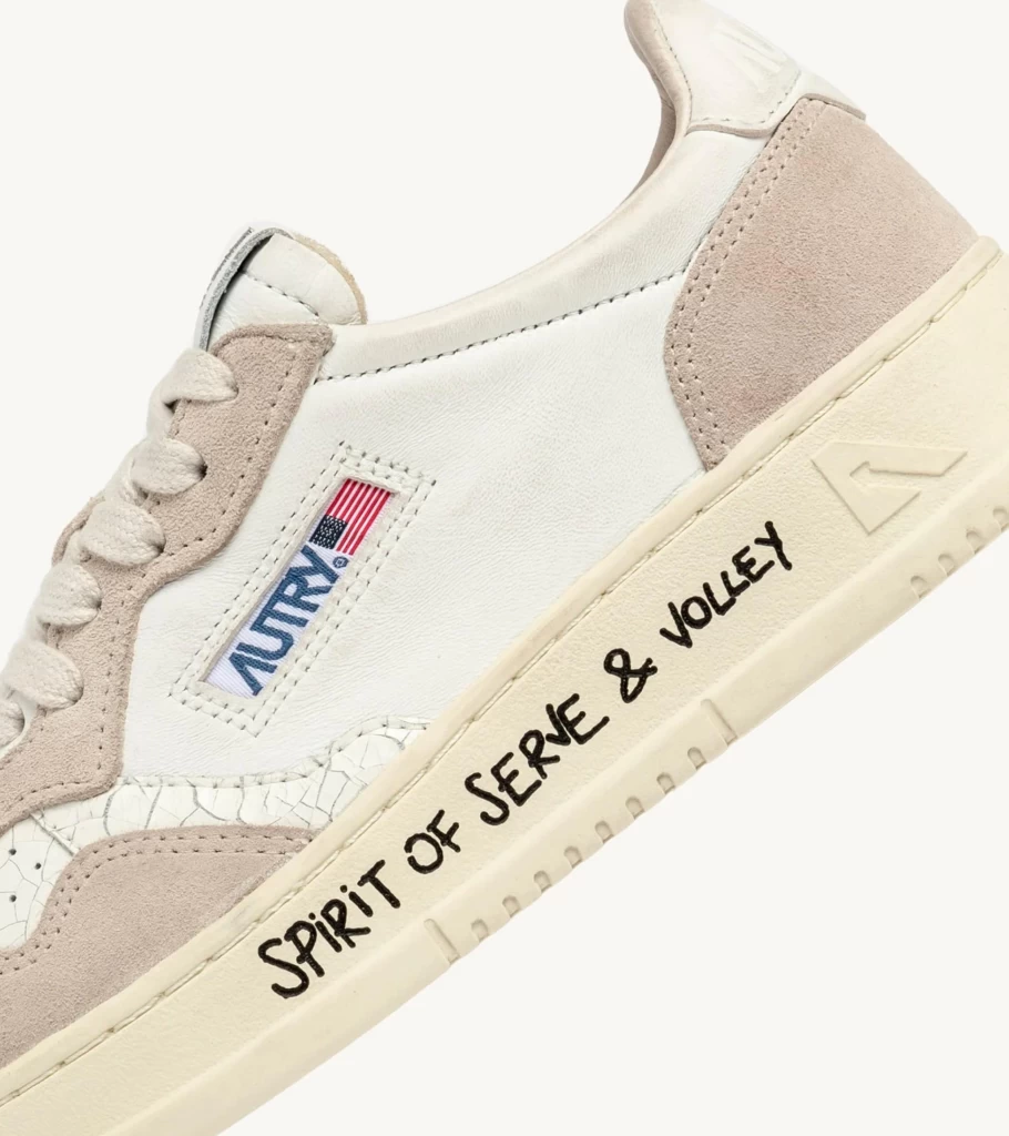 AUTRY Medalist Low Top Sneakers in White Leather & Beige Suede - Men's/Women's Casual Shoes
