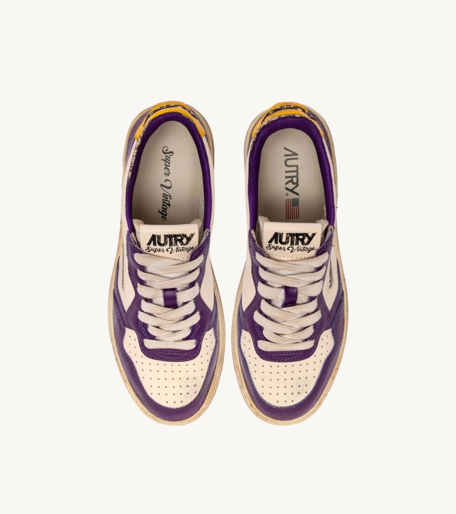 AUTRY Medalist Low Super Vintage Sneakers in Freesia and Acai Leather by Atelier Talia Sol