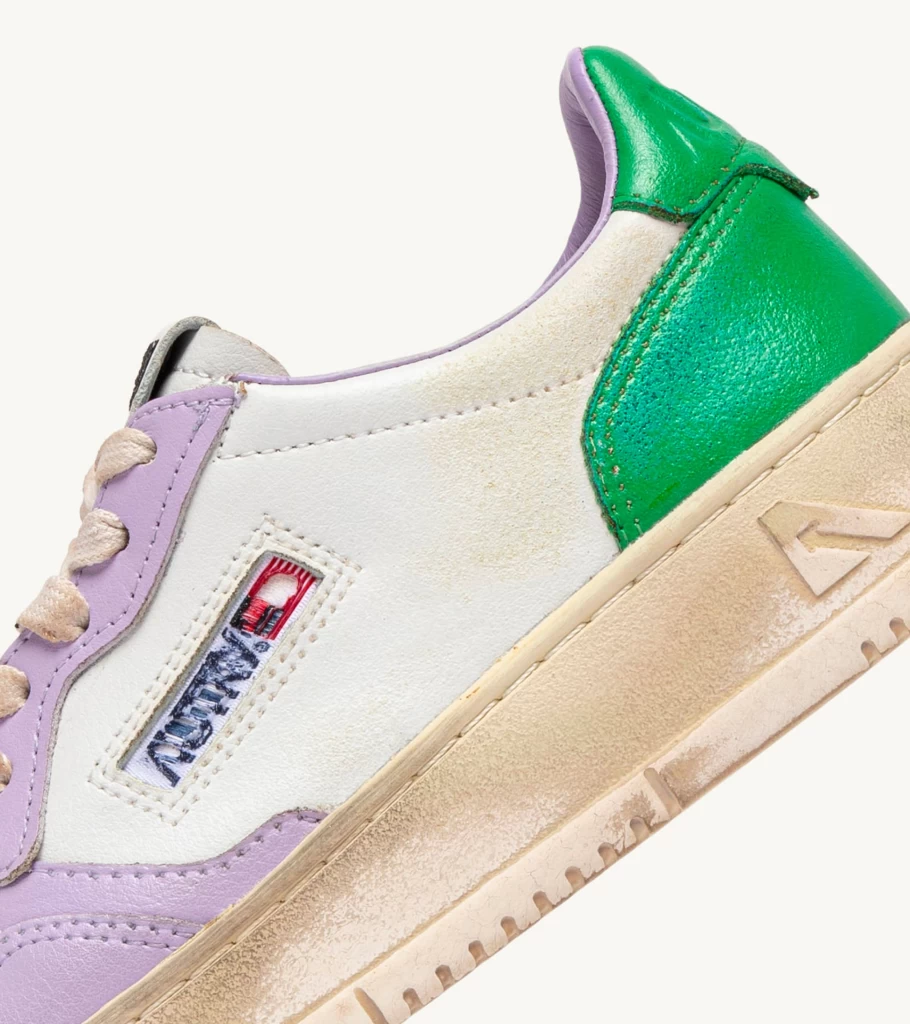AUTRY Medalist Low Super Vintage Sneakers - Lilac & Green Leather - Atelier Talia Sol Collaboration